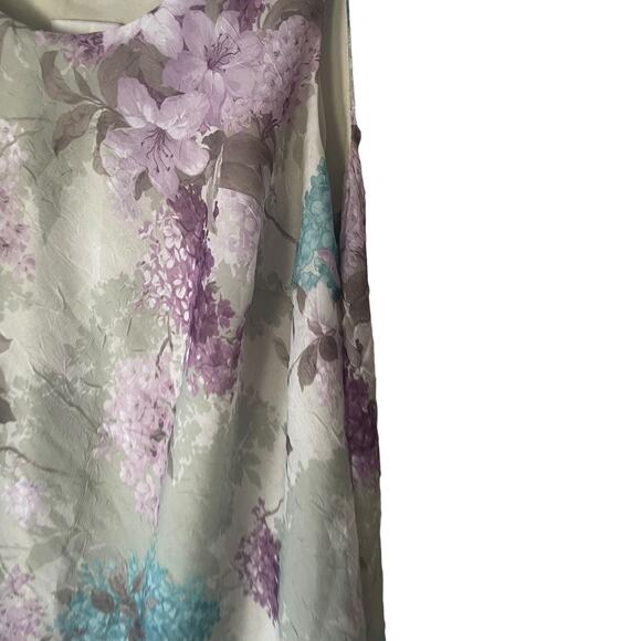 K Woman Petite Vintage 90s 16WP Floral Fairy Cottage Green Purple Maxi Dress - Picture 4 of 9